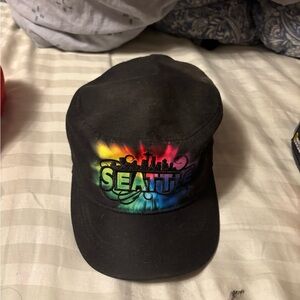 Black Seattle Cap with Rainbow Design